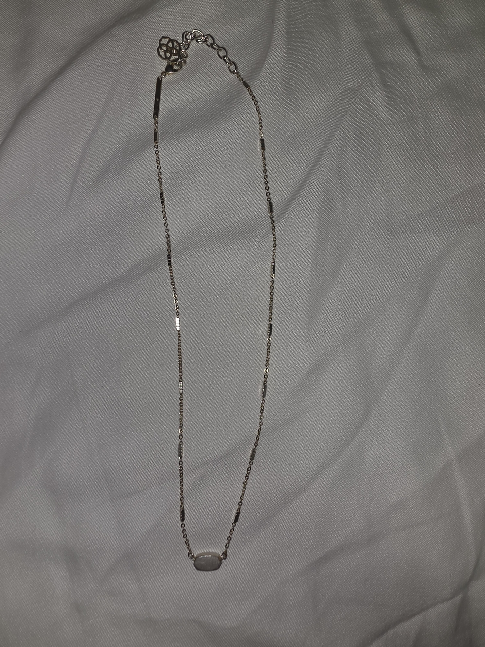 Kendra Scott Silver Necklace with White Stone